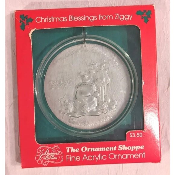 Vtg 1980 Ziggy Christmas Ornament Shoppe Blessings From Clear Acrylic 80s Retro - Picture 9 of 15